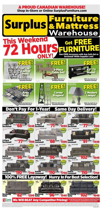 Surplus Furniture & Mattress Warehouse (Peterborough) Flyer May 1 to 7