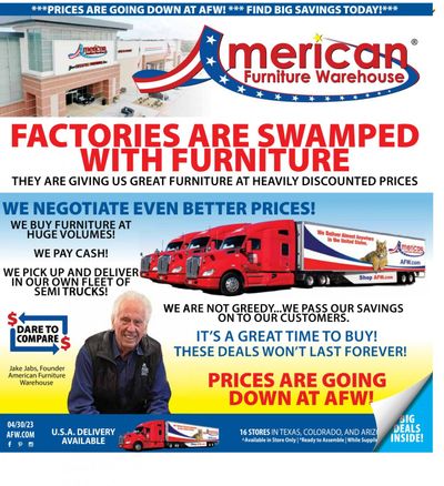 American Furniture Warehouse (AZ, CO, TX) Promotions & Flyer Specials May 2023