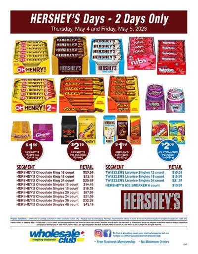 Wholesale Club (ON) Hershey's Days Flyer May 4 to 5
