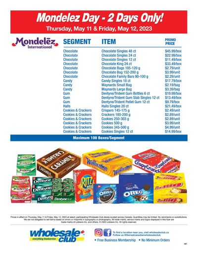 Wholesale Club Mondelez Day Flyer May 11 to 12