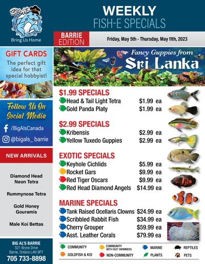 Big Al's (Barrie) Weekly Specials May 5 to 11