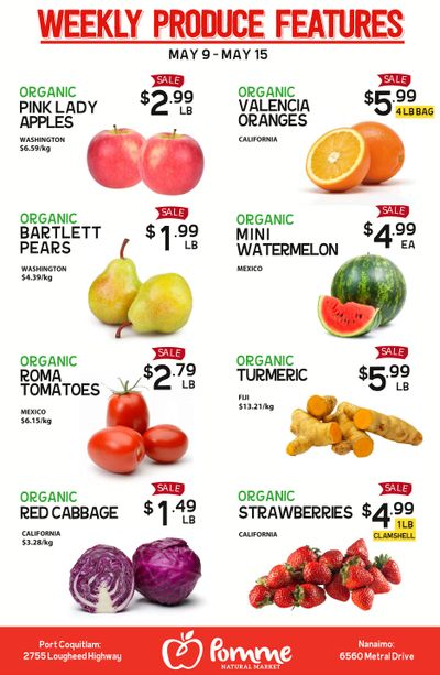 Pomme Natural Market Weekly Produce Flyer May 9 to 15