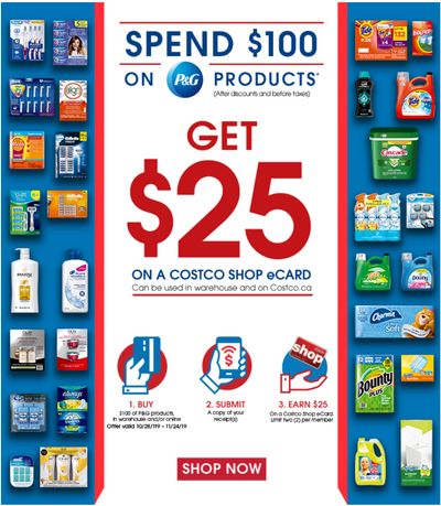 Costco Canada Offers: FREE $25 eCard Offer on Select P&G Products!