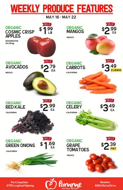Pomme Natural Market Weekly Produce Flyer May 16 to 22