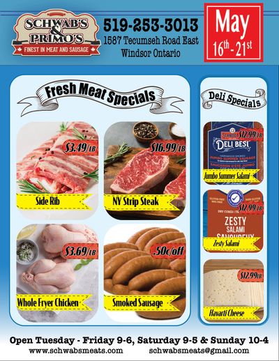 Schwab's & Primo's Flyer May 16 to 21