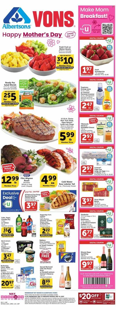 Vons (CA) Weekly Ad Flyer Specials May 10 to May 16, 2023