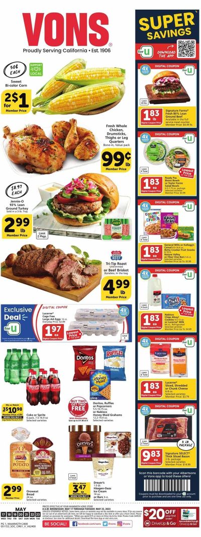 Vons (CA) Weekly Ad Flyer Specials May 17 to May 23, 2023