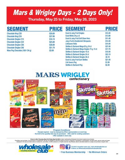Wholesale Club Mars & Wrigley Flyer May 25 to 26