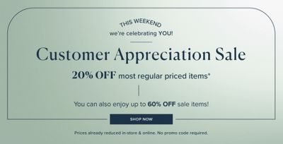 Linen Chest Canada Customer Appreciation Sale: Save 20% OFF Most Regular Priced Items + Up to 60% OFF Sale Items