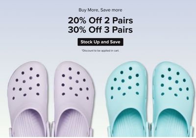 Crocs Canada Buy More Save More Sale: Save Up to 30% OFF 2+ Pairs + Up to 60% OFF Crocs Outlet