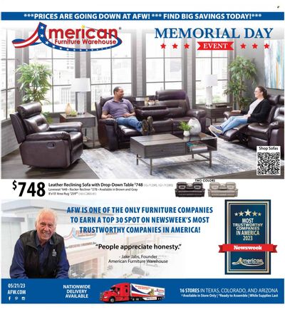 American Furniture Warehouse (AZ, CO, TX) Weekly Ad Flyer Specials May 23 to June 6, 2023