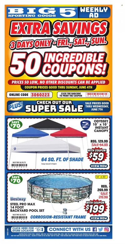 Big 5 (AZ, CA, CO, ID, NM, OR, UT, WA) Weekly Ad Flyer Specials June 2 to June 4, 2023