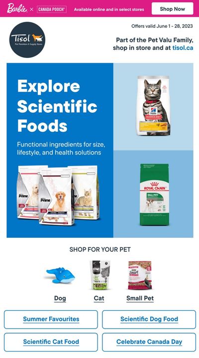 Tisol Pet Nutrition & Supply Stores Flyer June 1 to 28