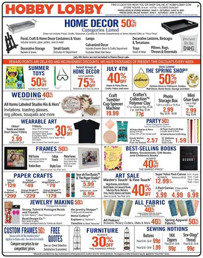 Hobby Lobby Weekly Ad Flyer Specials June 4 to June 10, 2023