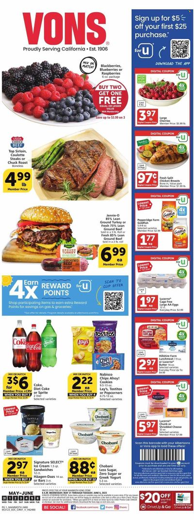 Vons (CA) Weekly Ad Flyer Specials May 31 to June 6, 2023