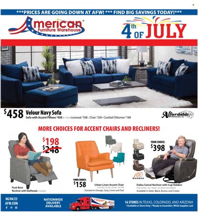 American Furniture Warehouse (AZ, CO, TX) Weekly Ad Flyer Specials June 4 to July 5, 2023