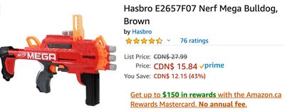 Amazon Canada Deals: Save 43% on Nerf Mega Bulldog + 50% on Barbie Doll + More Offers