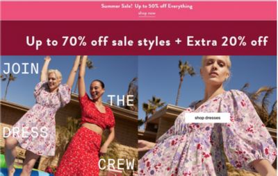 Reitmans Canada Summer Sale: Up To 50% OFF on Many Sale Items + Save Up To 70% OFF and get Extra 20% OFF on Selected Sale Items
