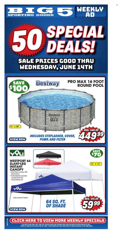 Big 5 (AZ, CA, CO, ID, NM, OR, UT, WA) Weekly Ad Flyer Specials June 12 to June 14, 2023