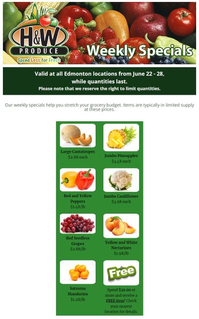 H&W Produce (Edmonton) Flyer June 22 to 28