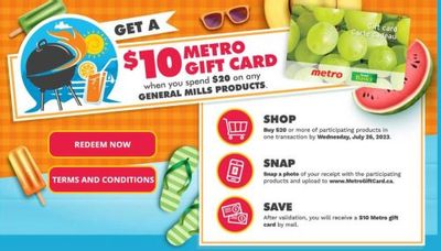 Metro Ontario: Get A $10 Gift Card When You Spend $20 on Participating General Mills Products
