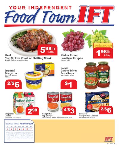IFT Independent Food Town Flyer November 1 to 7
