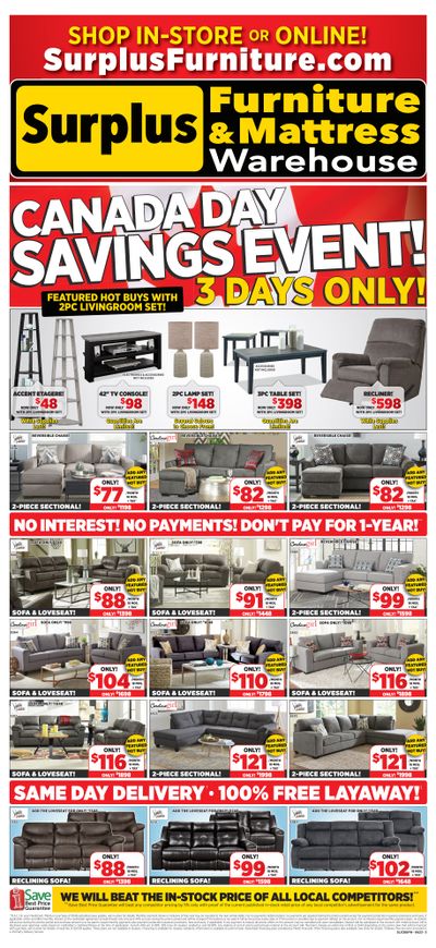 Surplus Furniture & Mattress Warehouse (St. John's) Flyer June 26 to July 2