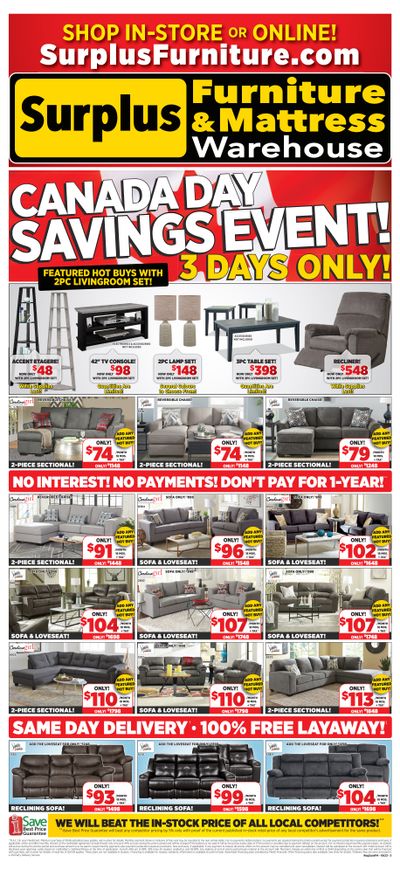 Surplus Furniture & Mattress Warehouse (Saskatoon) Flyer June 26 to July 2