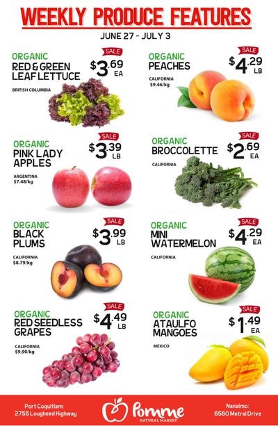 Pomme Natural Market Weekly Produce Flyer June 27 to July 3