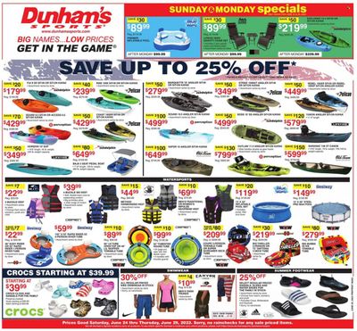Dunham's Sports (IN, KY, MI, MN, OH, PA, SD, WI, WV) Weekly Ad Flyer Specials June 24 to June 29, 2023