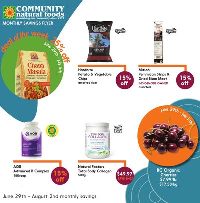 Community Natural Foods Flyer June 29 to August 2