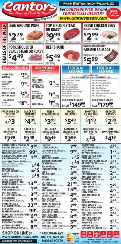 Cantor's Meats Flyer June 29 to July 5