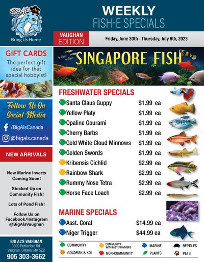 Big Al's (Vaughan) Weekly Specials June 30 to July 6 Big Al's (Vaughan) Weekly Specials June 30 to July 6