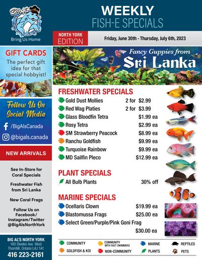 Big Al's (North York) Weekly Specials June 30 to July 6