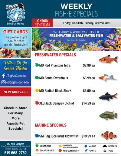 Big Al's (London) Weekend Specials June 30 to July 2