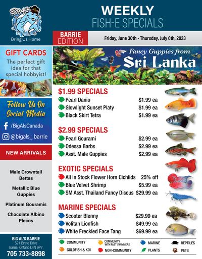 Big Al's (Barrie) Weekly Specials June 30 to July 6