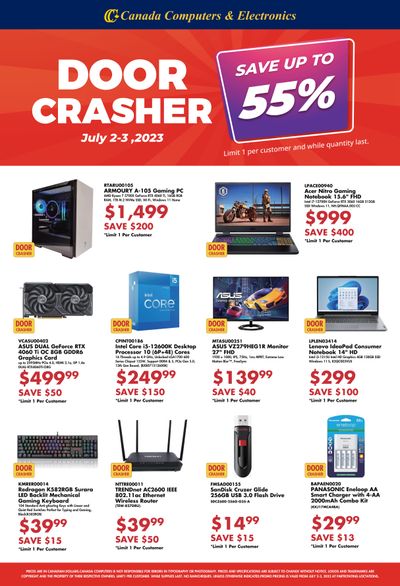Canada Computers Door Crasher Deals Flyer July 2 and 3