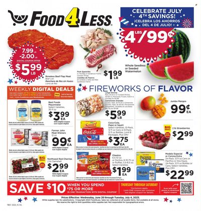 Food 4 Less (CA) Weekly Ad Flyer Specials June 28 to July 4, 2023