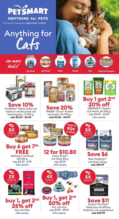 PetSmart Anything For Cats Flyer July 3 to 30