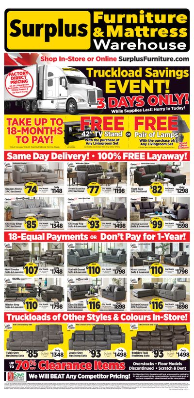 Surplus Furniture & Mattress Warehouse (Dartmouth) Flyer July 3 to 9