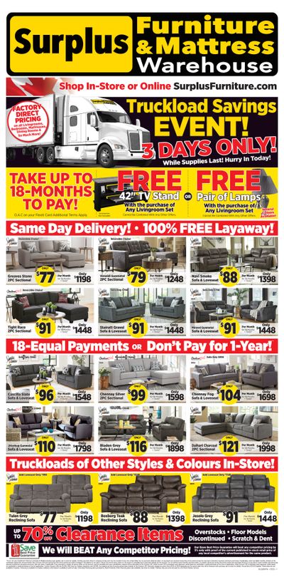 Surplus Furniture & Mattress Warehouse (Corner Brook) Flyer July 3 to 9