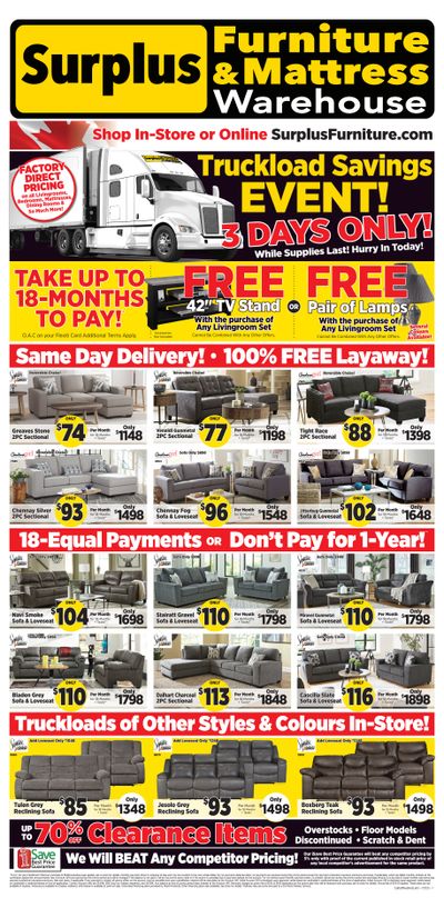 Surplus Furniture & Mattress Warehouse (Calgary) Flyer July 3 to 9