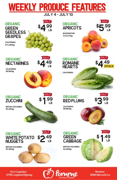Pomme Natural Market Weekly Produce Flyer July 4 to 10