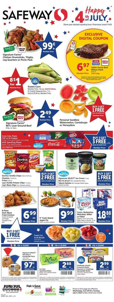 Safeway (CA) Weekly Ad Flyer Specials June 28 to July 4, 2023