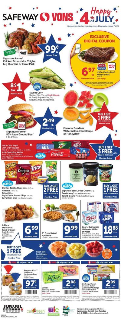 Safeway (CA) Weekly Ad Flyer Specials June 28 to July 4, 2023