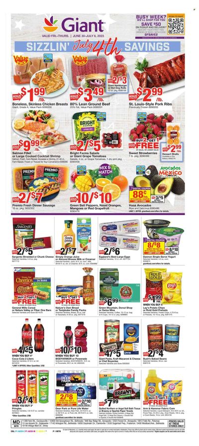 Giant Food (DE, MD, VA) Weekly Ad Flyer Specials June 30 to July 6, 2023