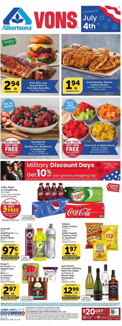 Vons (CA) Weekly Ad Flyer Specials June 28 to July 4, 2023