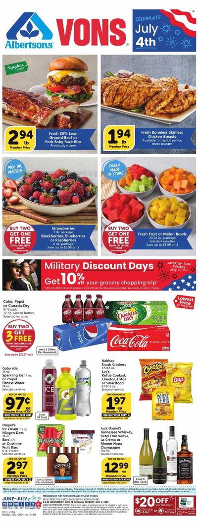 Vons (CA) Weekly Ad Flyer Specials June 28 to July 4, 2023