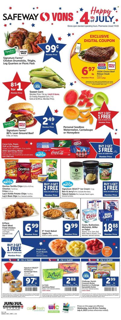 Vons (CA) Weekly Ad Flyer Specials June 28 to July 4, 2023