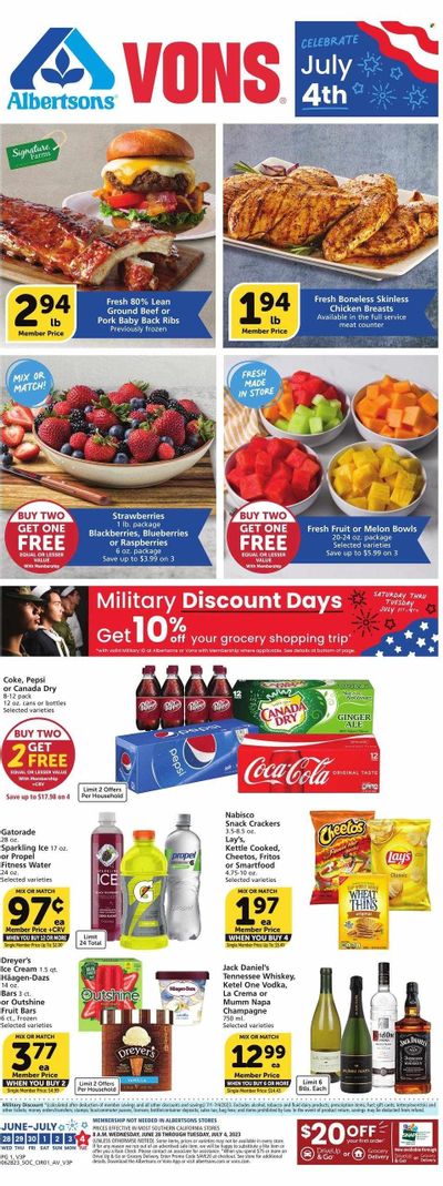 Vons (CA) Weekly Ad Flyer Specials June 28 to July 4, 2023